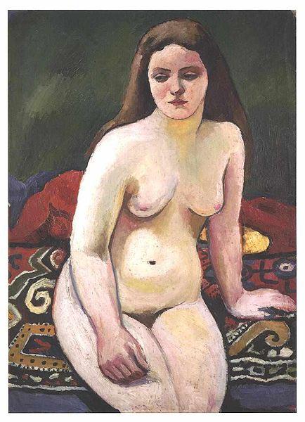August Macke Female nude at a knited carpet oil painting image